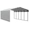 Arrow Storage Products Galvanized Steel Carport, W/ 1-Sided Enclosure, Compact Car Metal Carport Kit, 12'x24'x7', Eggshell CPH122407ECL1 - alternate 1